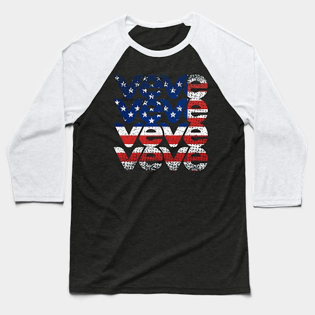 VeVe USA America Flag Baseball T-Shirt by info@dopositive.co.uk